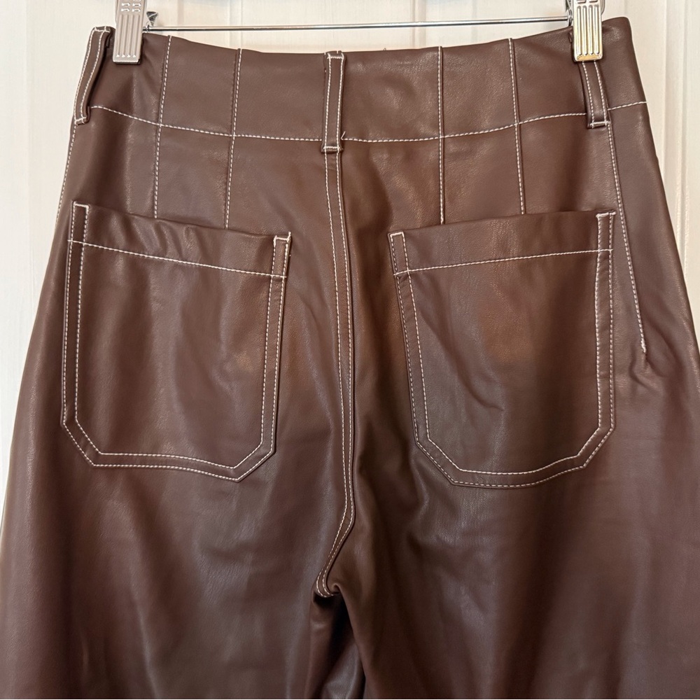 “MAEVE” Anthropologie Vegan Leather Colette Cropped Wide Leg Pant - Picture 14 of 16
